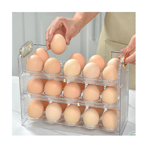 Munalaatikko Kestävä ja kätevä käännettävä munarasia Helposti sijoitettava munateline jääkaappiin 3 kerrosta W