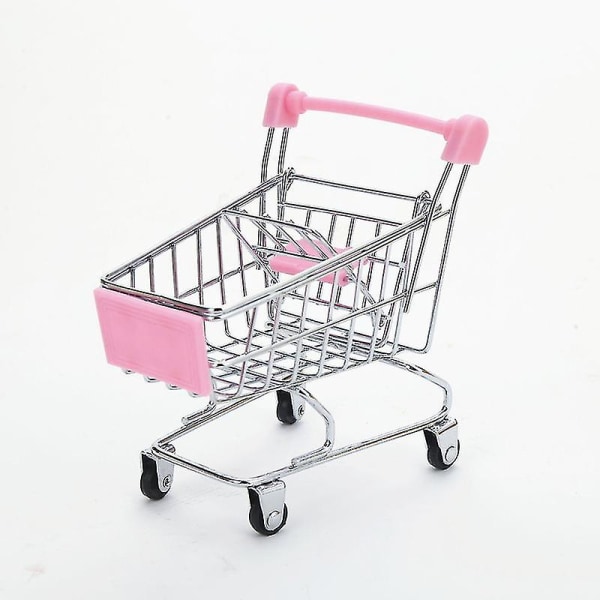 Mini kundvagn Barn låtsas leka Leksaksjärn Smink Förvaring Matvaruvagn med galvanisering (3 st, lila, grön, rosa)
