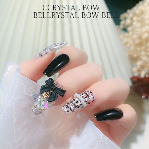 Nagelkonst Smycken Kristall Klocka Båge Nagel Dekorationer Diy Nagel Charms Tillbehör Red