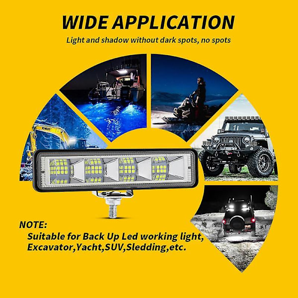 2021 72w LED-bjælkelys, LED-arbejdslys, hvidt kørelys, 12v-24v bilsignallys, dagslys