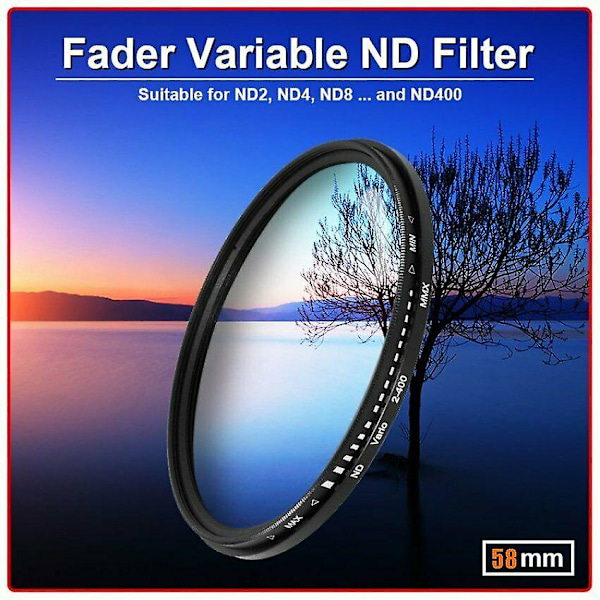 Zomei Justerbar Variabel Neutral Density Filter Fader ND2-ND400 58mm BG