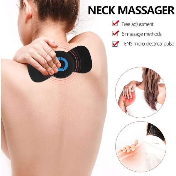 2st Mini Ems bärbar elektrisk nackmassageapparat, cervikal massage för smärtlindring, minimassageanordning