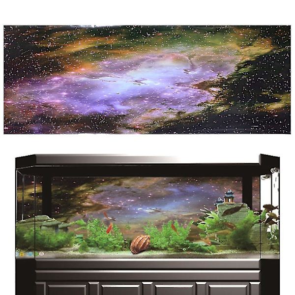 (L) 3D-klæbende rummet plakat til akvarium fisk tank dekoration