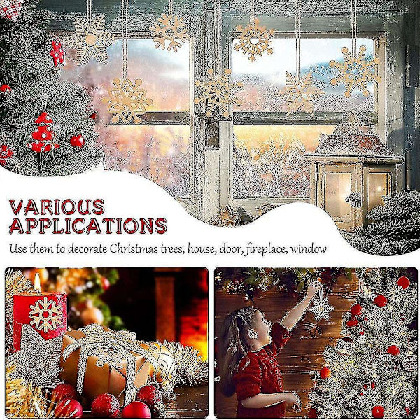 Träsnöflingor Ornament Rustik Juldekoration DIY Hantverk