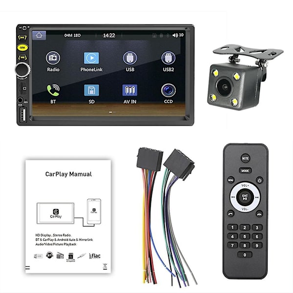 2 Din 7 tommer Touch Screen Bilradio Bil Stereo Mp5 Afspiller Med Carplay Android Auto Bluetooth Aux U