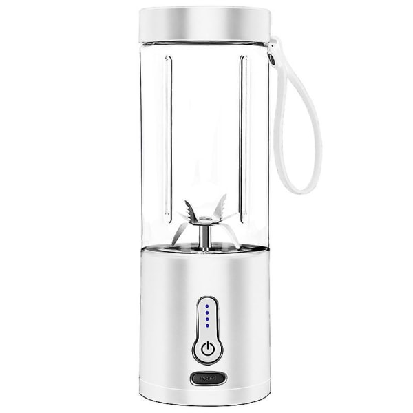 Hvid Bærbar Blender til Smoothies og Shakes, 530ML Mini Blender med Type-C Genopladelig og 6 B