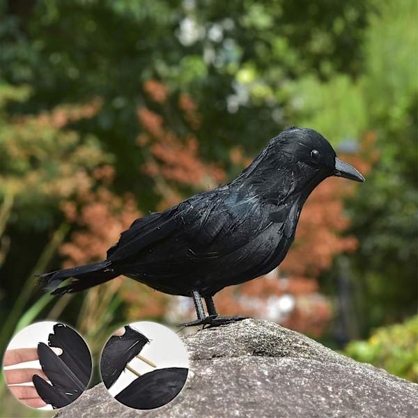 Ealistic Crow Musta Sulkakorppi Halloween-koristeisiin Linnut