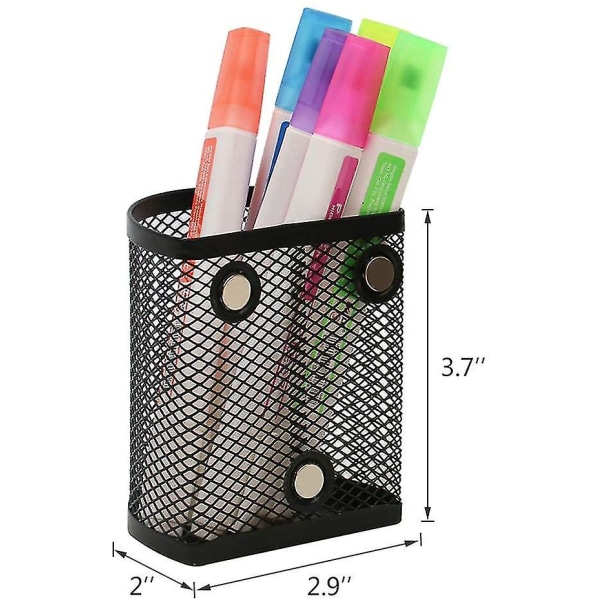 Magnetisk pennhållare, 2-pack metallkorg pennhållare, svart