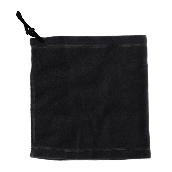 Svart unisex termisk halsvärmare med justerbar dragsko - Fleece ansiktsmask halsduk för vinterskidåkning