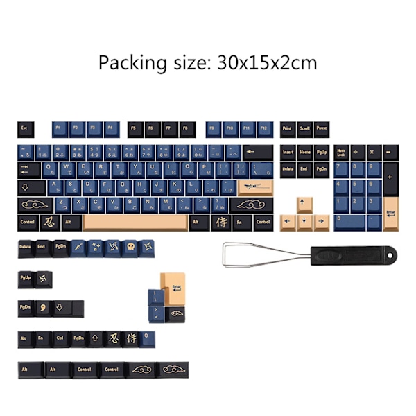 135 PBT-tangenter med japanska samurajmotiv för mekaniskt tangentbord med Cherry MX-brytare