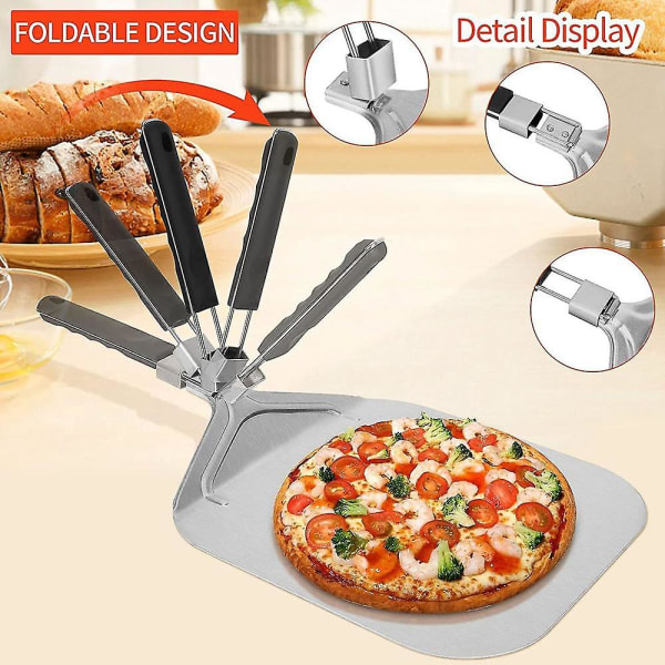 Folde aluminium pizza skræl til pizza sten, professionel hjemmebrug pizza skovl til bagning af pizza og