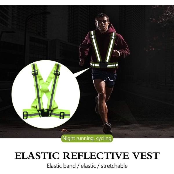 2 stykker sikkerhedsrefleksvest, justerbar elastisk reflekterende sikkerhedsvest, høj synlighed om natten til løb, gåture, cykling, motorcykling