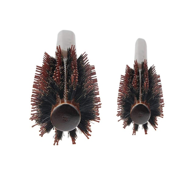 2 stk Rund børste for villsvin med trehåndtak Antistatisk hårbørste for tykt eller krøllete hår (størrelse S og størrelse L)