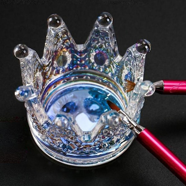 2x Crown Crystal Nail Art Dappen Dish Pen Holder Glas Dapping Skål Kopp För Flytande Akryl Pulver Diy Utrustning