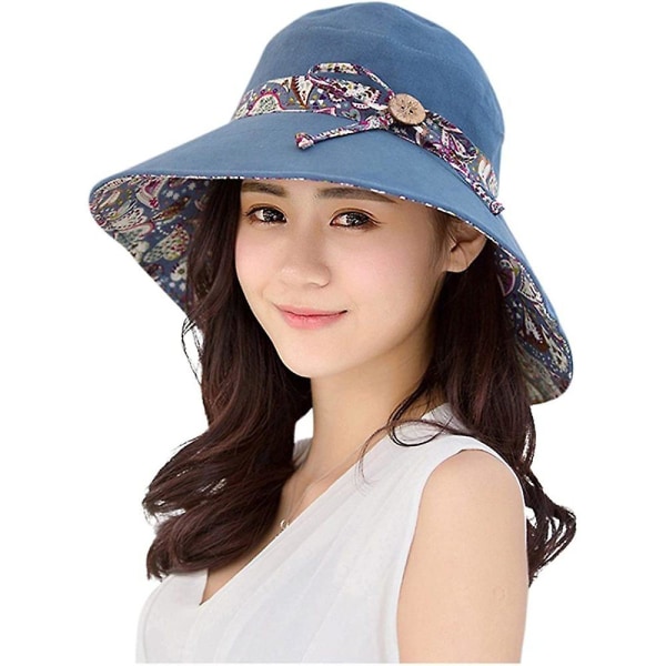 Solhatt för kvinnor Summer Upf 50+ UV-skydd Strandhatt Vikbar hatt med bred brätte