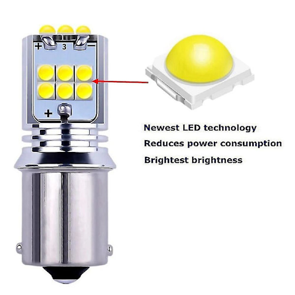 2 stk 1156 Ba15s 7506 P21w R5w Super Bright 1800lm Led-pærer Bil Blinklys Bremslys Auto Bakre Tåkelys Hvit Rød Gul 12v