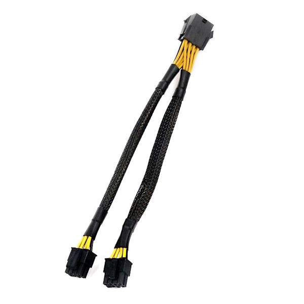 8-polet CPU-kabel, hun til han, flettet, med Y-splitter, strømforlængerledning