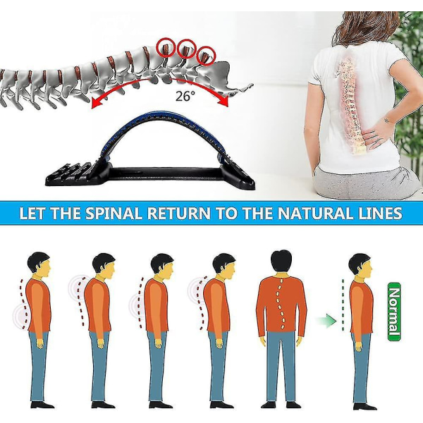 Ny 2023 ryggbår för smärtlindring, ryggknäckare på flera nivåer Smärtstillande anordning för nedre rygg, ländryggsstöd med 3 justerbara inställningar