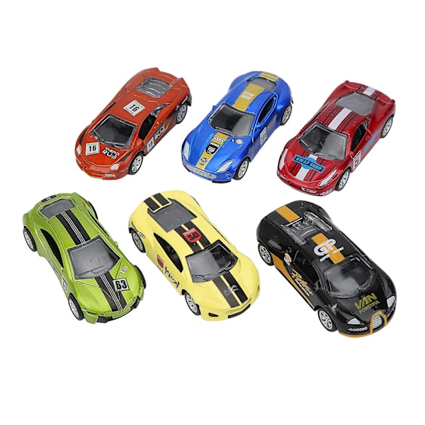 6 stk. 1:64 Legering Bil Legetøj Simulering Racing Bil Model Børn Børn PullBack Bil Legetøj (PullBack Bil Sæt )