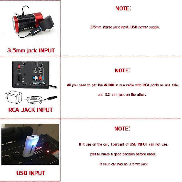 Bluetooth-mottaker for bilstereo, Bluetooth-adapter for hjemme-stereo, trådløs musikadapter for bærbare høyttalere, Bluetooth-adapter