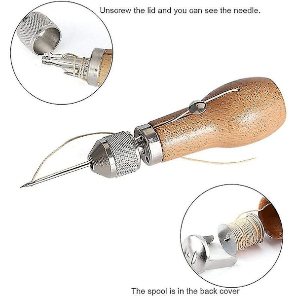 7 dele/sæt lædersyværktøj Diy læder håndsyværktøjssæt til læder og lærredssøm (173mm)