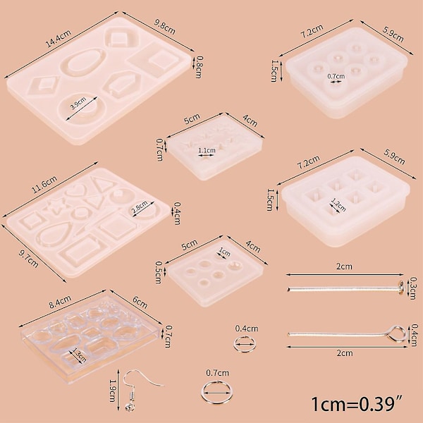 DIY krystall epoksyharpiksform øreringer studs ornament anheng støpeform håndlagde håndverk smykkefremstillingsverktøy