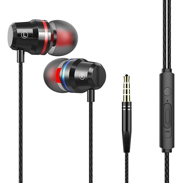 Trådbundna hörlurar, in-ear-hörlurar med mikrofon och volymkontroll, brusreducerande stereo-hörlurar