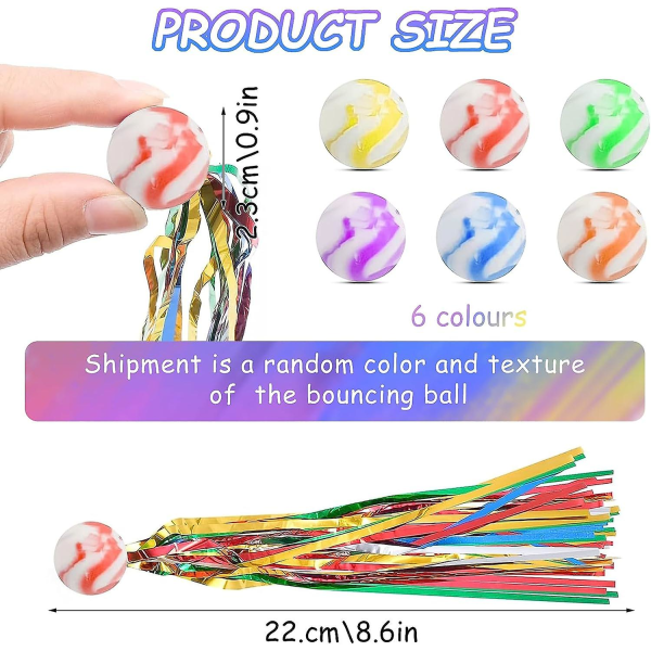 Hoppbollar för barn, 20 st hoppbollar med färgade band, färgglad minigummiboll, leksaksspringboll, studsbollar