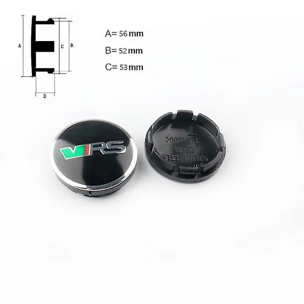 4 stk. 56mm 60mm Bilhjul Centerdæksler Fælge Dæksler Klistermærke Navdæksler Til Skoda Octavia 1 2 3 A5 A7 A Vrs Mk1 Mk2 Mk3 Tilbehør 56mm vrs wheel caps