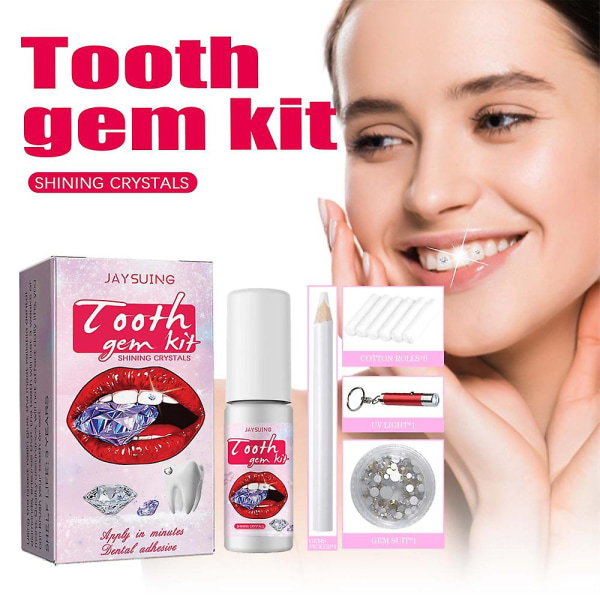 2 set DIY Tand smycken Gems Kit Robust med härdande lätt lim Professionell prydnad