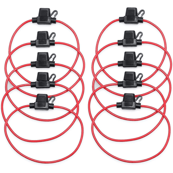 Nline Säkringshållare Atm Vattentät Mini Blade Automotive Wire Säkringshållare 14 Awg För 12v 20a Säkringar Bilbåt Rv(svart+röd)(2set)