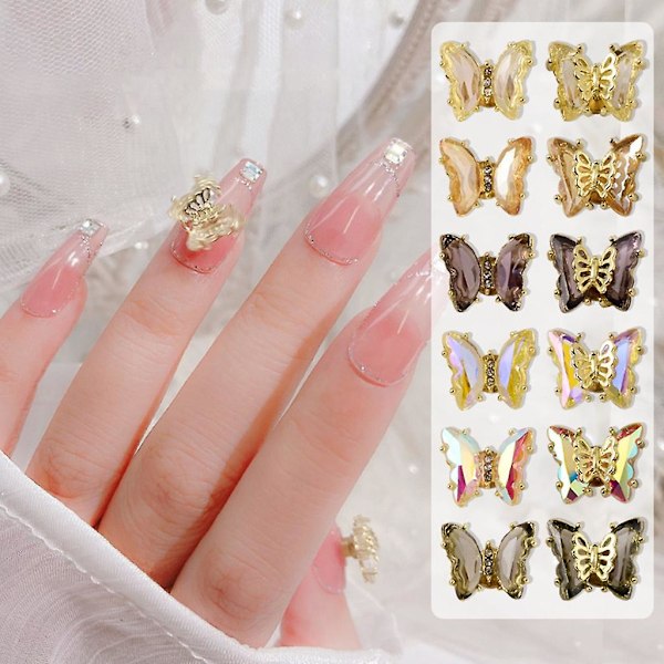 5 stk./sæt Nail Art Crystal Butterfly Smykker Tilbehør Nail Art Diamond Sequin Roterende Negledekoration Udskiftning H935