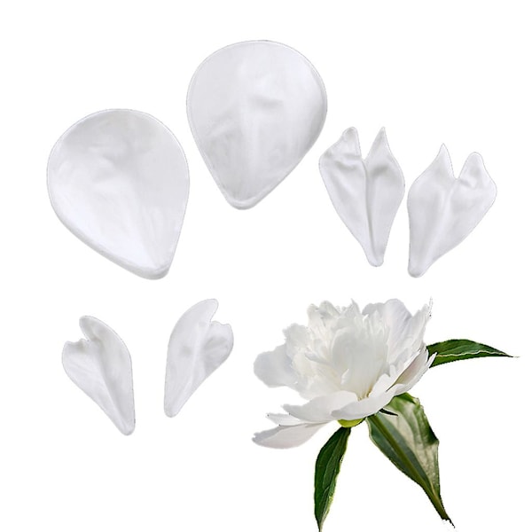 9 st/set Pionblad Ven Skärare Silikon Fondant Sugarcraft Form Kakdekor