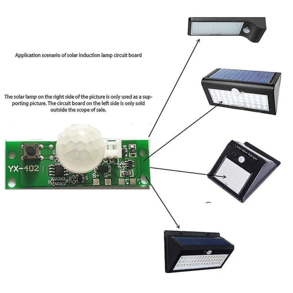 3,7v infrarød solcellelampepanel Kredsløbskort Solarlampekortkontrolsensor natlyskontrolmodul