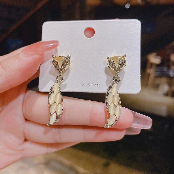 Fox örhängen långa flickor Silver nål öron dekoration överraskning smycken gåva