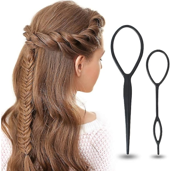 Hår Fletning Tilbehør Hestehale Styling Maker Clip Fransk Fletning Værktøj Magic Topsy Tail Loop Hår Kit Til Kvinder Piger (sort) 10stk)