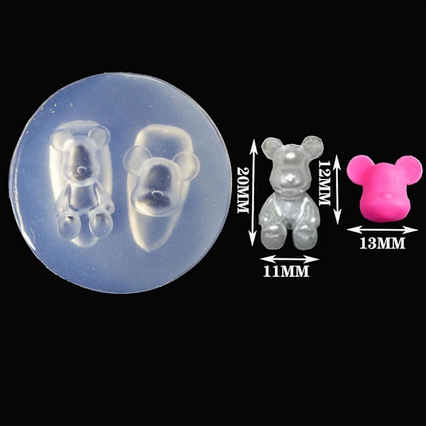 3D blød silikone neglebjørn  form til DIY negledekoration håndværk kunst manicure værktøj