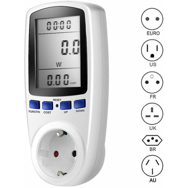 Msbd Digital Lcd Energimätare Wattmeter Strömövervakningsenhet El Kwh Strömningsmätare Analysator - Br Plug Spänningstestare Och Detektor