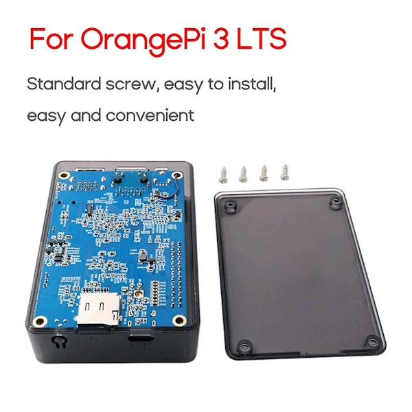 Beskyttende etui i ABS til Orangepi 3 Lts, sort, transparent