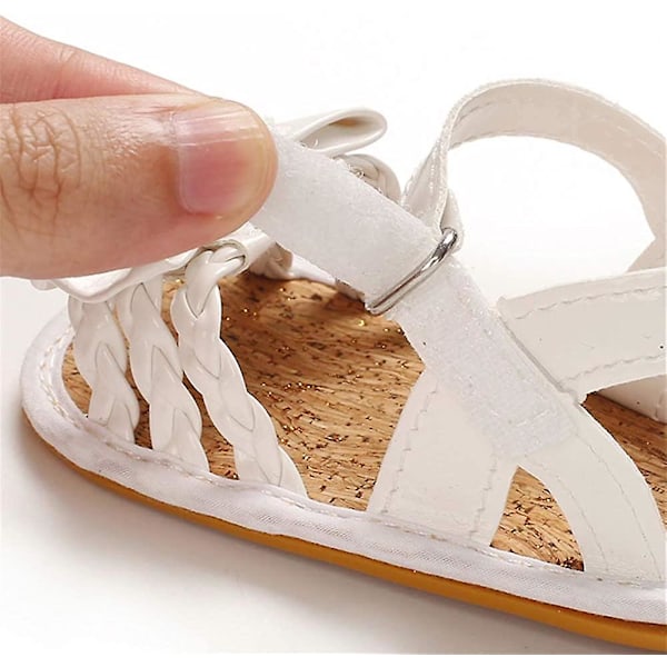 Spædbarn Baby Piger Sandaler Skridsikre Bløde Sål T-rem Flip Flops Toddler Første Walker Krybbe Kjole Sko 3-18 Måneder 10 white 3-6 months infant