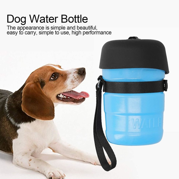 Dricksflaska för husdjur, högpresterande vattenflaska för hund lätt att bära, antivibrationsbettmotstånd för hund (blå)