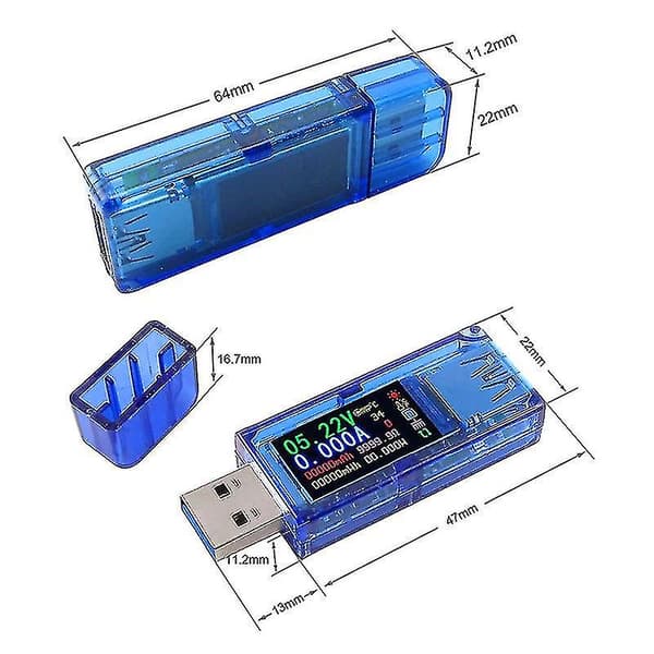 USB Tester, AT34 USB 3.0 Farve LCD Voltmeter Amperemeter Strømmåler Multimeter USB Opladningstester