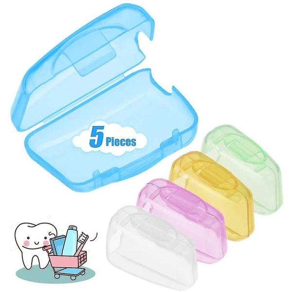 5 deler tannbørstedeksel, reiseportable tannbørstehodedeksler Veskeholder