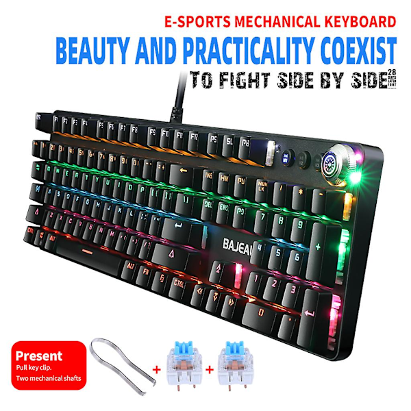 104-tasters spill tastatur RGB belyst bakgrunnsbelyst kablet programmerbar for PC-spillere