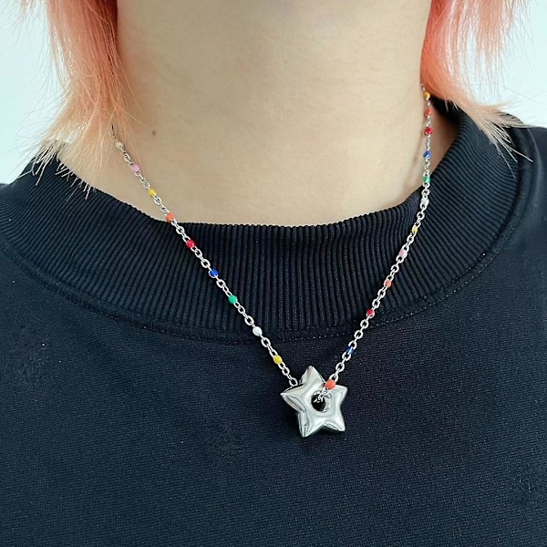 Farverig stjerne vedhæng halskæde stjerne charme choker mode stjerne hals smykker