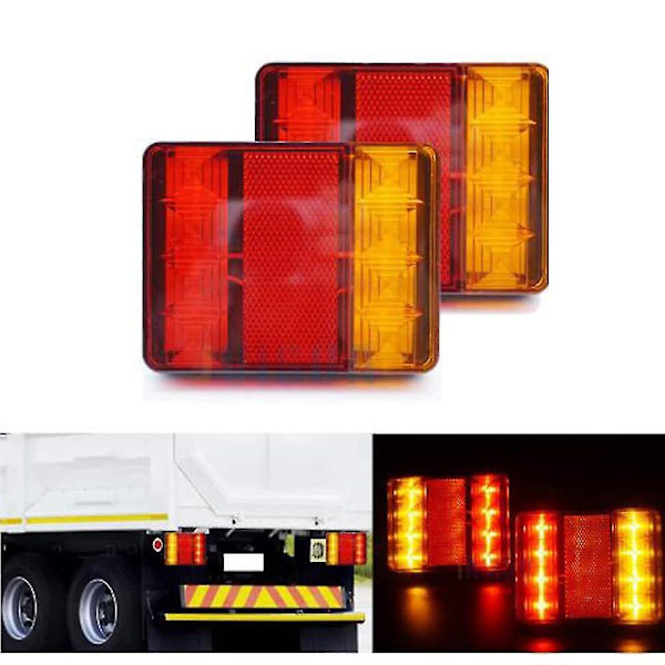 2 stk. 12V Baglygter Trailer Lygter 8LED Bil Baglygte Lastbil Baglygte