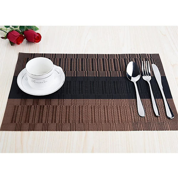 6 kpl liukumattomat PVC-paikkamatot (45x30cm) Paikkamatot (musta-ruskea)
