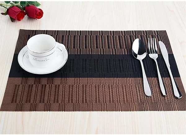 6 stk. skridsikre PVC-pladeunderlag (45x30cm) - Sort-brun