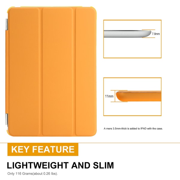 Smart Cover Case PU Läder Magnetiskt Tunnt Skydd för iPad Mini 1 2 3 Orange