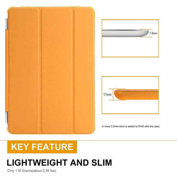 Smart Cover Case Pu Nahkainen magneettinen ohut suoja Ipad Minille 1 2 3 Oranssi